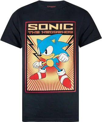 Image de Sonic The Hedgehog - T-shirt "Propaganda" pour homme NS5256 (XXL) (Noir)