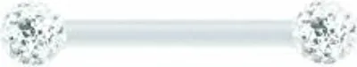 Produktbild von Karisma Bioplast Brustwarzen Brust Piercing Mit Kristall Elements 2 x Kugel 5mm Epoxydharz-Schicht Weiss - 12.0 Millimeter