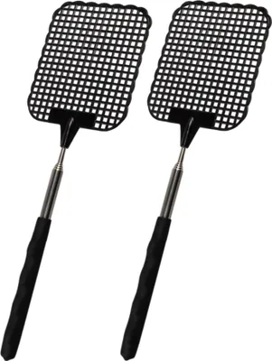 Image de ECENCE Set de 2 tapettes à mouches télescopiques extensibles 26cm - 72cm de long Noir