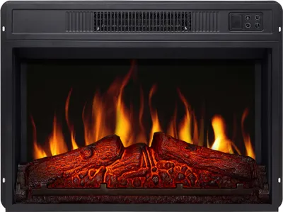 Zdjęcie produktu dla Kominek elektryczny ArtiFlame AF23S, elektryczny kominek do zabudowy z grzałką 1800 W, realistyczny efekt płomienia, oświetlenie LED, pilot zdalnego sterowania, timer, czarny