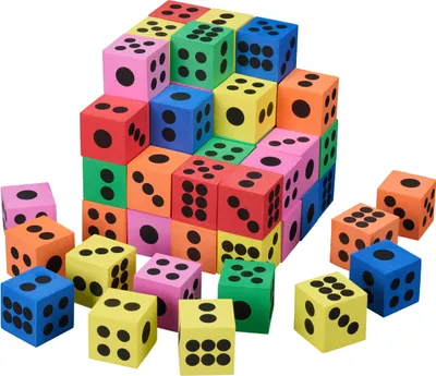Produktbild von 120 x Flüsterwürfel, leise Zahlenwürfel, Softwürfel Kinder, Schaumstoffwürfel, Spielwürfel, Würfel, bunt
