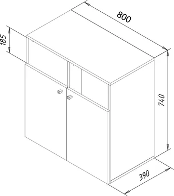 Image de Armoire en bois | Buanderie | Panier à linge | Dimensions env. H. 74 x W. 80 x D. 39 cm - Dreso L 2f