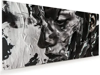 Produktbild von Glasbild 100x50cm in XXL für Wohnzimmer, Schlafzimmer Motiv Abstraktes Porträt