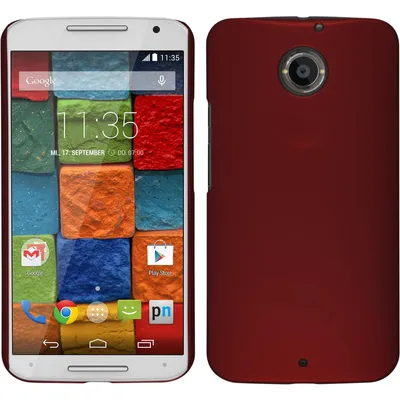 Produktbild von PhoneNatic Case kompatibel mit Motorola Moto X 2014 2. Gen. - Hülle rot gummiert Hard-case + 2 Schutzfolien