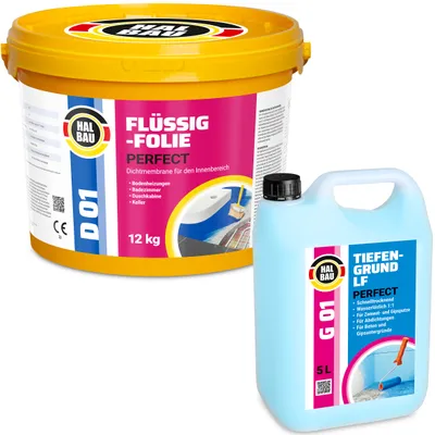 Produktbild von Dichtset Flüssigfolie 12Kg Dichtfolie Tiefengrund 5L Dusche Bad Innen H27