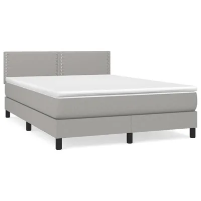 Produktbild von Boxspringbett mit Matratze Hellgrau 140x190 cm Stoff