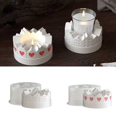 Produktbild von 3D Silikonform Haus Kerzenhalter für Weihnachten Gießform Gipsformen DIY