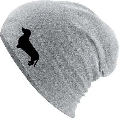 Produktbild von Huuraa Beanie Dackel Silhouette Heather Grey One Size Baumwolle und Elasthan Mütze Geschenkidee