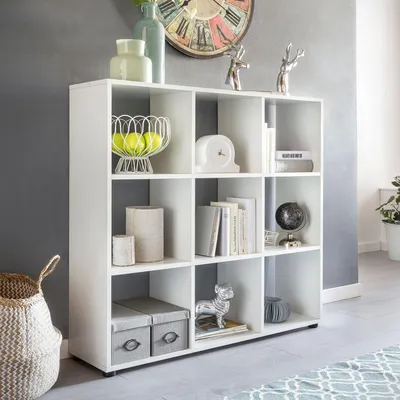 Zdjęcie produktu dla Designerski regał ZARA z 9 przegrodami biały 108 x 104 x 29 cm