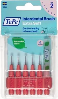 Zdjęcie produktu dla TePe | Szczoteczki międzyzębowe Extra Soft 0,5 mm - czerwone - do wrażliwych zębów - 6 sztuk