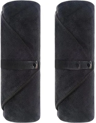 Produktbild von Famanu Mikrofaser-Handtuch Set von 2 - große, schnell trocknende und superabsorbierende Handtücher - ultraweich - schwarz - 61 x 121 cm