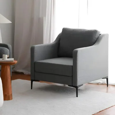 Produktbild von Einsitzer Sessel Polstersessel Stoff Wohnzimmer Sitzer Moderne Grau