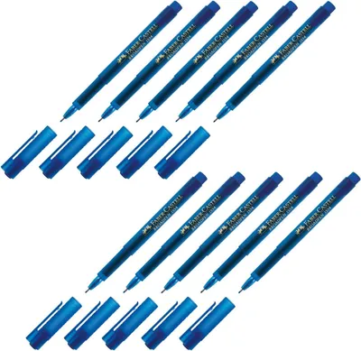 Obrázok produktu pre Sada Faber-Castell – 10 kusov – fixky Fineliner Broadpen, modrej farby, hrúbka hrotu 0,8 mm