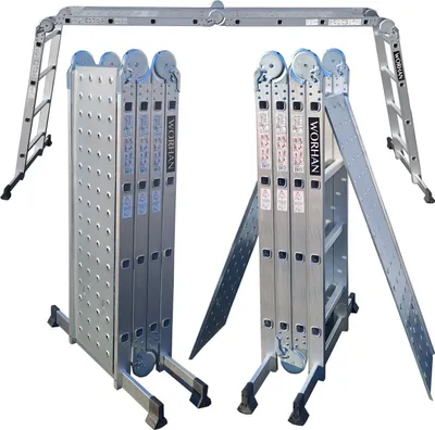 Obrázok produktu pre Viacúčelový rebrík WORHAN LADDER 460 cm + plošina z hliníkového rebríka KS4.6+plošiny