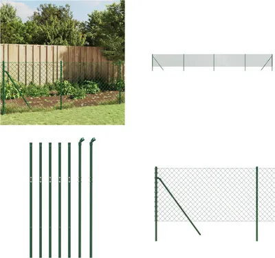 Produktbild von vidaXL Maschendrahtzaun Grün 1x10 m - Maschendrahtzaun - Maschendrahtzäune - Maschendraht - Gartenzaun