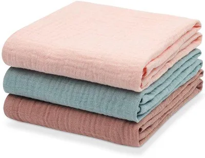 Productafbeelding van Unyqoos® 3-delige set musselinwasdoeken, gemaakt van 100% katoen – ademend en absorberend, veelzijdig te gebruiken als wasdoekje voor baby's, spuugdoek, dekentje voor de kinderwagen en borstvoedingsdoek