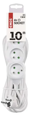 Prodlužovací kabel 10 m / 4 zásuvky / bílý / PVC / 1 mm2