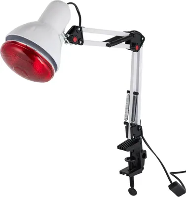 Produktbild von Rotlichtlampe - Infrarot-Wärmelampe - 150 W - 220 V - Ca. 100 °C - 1,8 m Kabel - Reichweite bis 1 m - 360° schwenkbar - Weiß