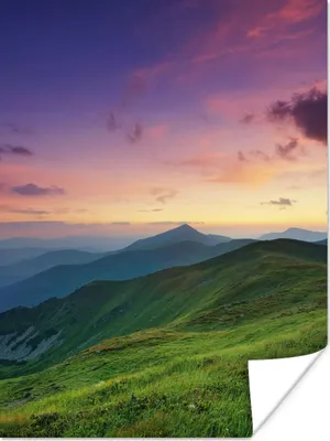 Produktbild von MuchoWow® Poster Berg - Gras - Landschaft - Abend 120x160 cm - Wandbilder