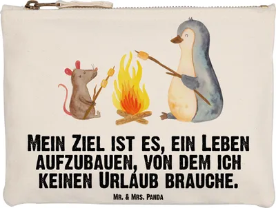 Produktbild von Mr. & Mrs. Panda pencil case Pinguin Lagerfeuer Grösse XL Große - Weiß - Geschenk, Etui, Leben, Marshmallows, Feuer, Job, aufbewahrungstasche, Kulturtasche, Motivation