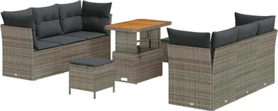 Immagine prodotto di vidaXL Set di divani da giardino 9 pezzi in polirattan grigio