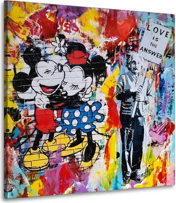 Produktbild von Pop Art Style Comic Leinwandbild Wandbild Dekoration Kunst XL: 100x100x2cm