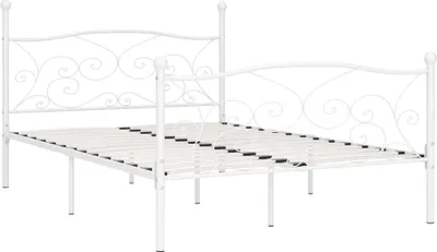 Produktbild von vidaXL Bettgestell Metall 120x200 cm, Weiß, modern, mit Lattenrost, B 129 cm, H 105 cm