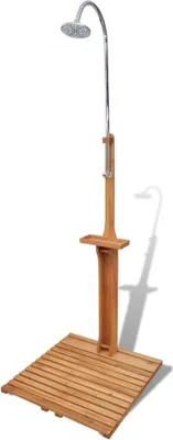Produktbild von Gartendusche aus Holz 75x75x221 cm mit drehbarem Duschkopf und einstellbarem Wasserdruck