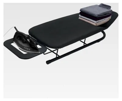 Produktbild von Tisch-Bügelbrett, kompaktes faltbares Design, rutschfeste klappbare Beine, Bezug aus 100% Baumwolle mit Schaumstoffschicht, Dampfbügelablage, leicht, platzsparend, 76 x 30 cm
