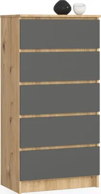 Produktbild von Akord Kommode 5 Schubladen Artisan-Eiche/Grafitgrau 60X40X121 Cm