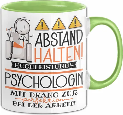 Produktbild von Psychologin Tasse Geschenk Lustig Abstand Halten Hochleistungs-Psychologin Mit Drang Zur Perfektion Bei Der Arbeit (Grün)