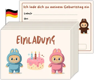 Imagen del producto de Conjunto de tarjetas de invitación, 10 unidades, tamaño A6, de colores, con sobres, para fiestas de cumpleaños infantiles