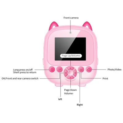 Produktbild von 1080P Sofortbildkamera fuer Kinder, Digitalkamera fuer Kinder, digitale Videokamera, Doppelobjektiv, 2,4-Zoll-IPS-Bildschirm, eingebauter Akku mit 32 GB TF-Karte, USB-Kartenleser, Thermodruckpapier, Umhaengeband, Geburtstags- und Festivalgeschenk fuer Kinder, Jungen und Maedchen