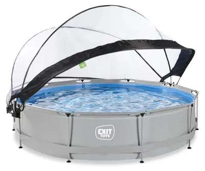 Produktbild von EXIT Soft Grey Rahmenpool ø360, Aufstellpool, mit Filterpumpe & Überdachung, Rund, Grau
