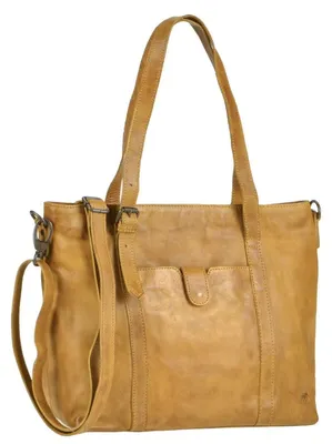 Immagine prodotto di Bear Design Borsa da donna Borsa in pelle Shopper Borsa a tracolla Borsa a mano Pelle giallo senape 34x27cm Cow Lavato CL36739