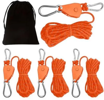 Produktbild von Ultiluxe Scheerlijnen für Camping - 4 Stück - Mit Spanner - Karabinerhaken - Reflectierend - 4 m - Winddicht - Orange