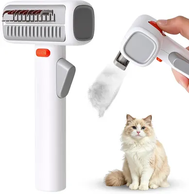 Imagen del producto de Peine 2 en 1 para eliminar el pelo suelto, con peine de corte, autolimpiante, ideal para pelo largo y corto de mascotas, cuidado de mascotas