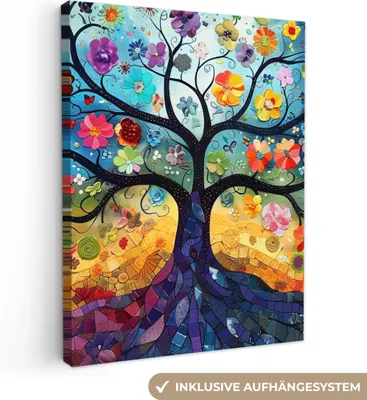 Obrázek produktu pro OneMillionCanvasses® - Obrazy na plátně - Strom - Barevné - Květiny - Umění - Abstraktní umění, nástěnné dekorace, Obrazy do obývacího pokoje, 30x40cm