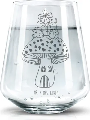 Produktbild von Mr. & Mrs. Panda Glas Marienkäfer Fliegenpilz - Transparent - Geschenk, Zuhause, Glasbecher, Tumbler, Wohnung, Haus, Fleigenpilzhaus, Becherglas, Wasserglas, Trinkgefäß