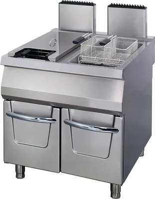 Immagine prodotto di Maxima - Friggitrice Gastro Premium - 2 x 22 l - doppia unità - profondità 90 cm - con rubinetto di scarico - gas