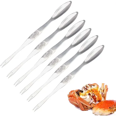 Meeresfrüchtegabeln aus Edelstahl, 6 Stück, 16 cm, spülmaschinenfest