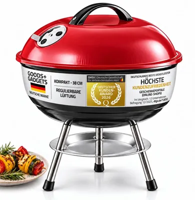 Image de Barbecue au charbon de bois - Barbecue à couvercle - Grill de table - 40 cm - Vert