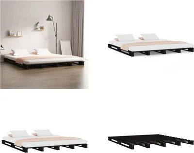 Produktbild von vidaXL Palettenbett Schwarz 120x190 cm Massivholz Kiefer - Palettenbett - Palettenbetten - Paletten Bett - Paletten Betten