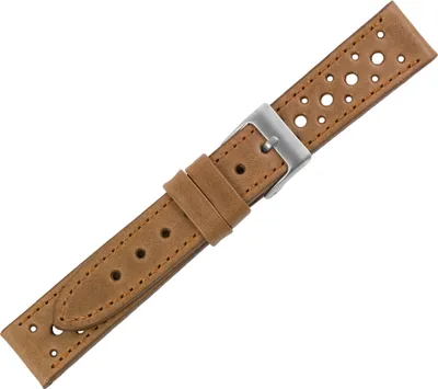 Produktbild von Minott > Uhrenarmband Kalbsleder braun > Lochoptik Vintage Verlauf, Stegbreite:20mm, Schließe:Silbern