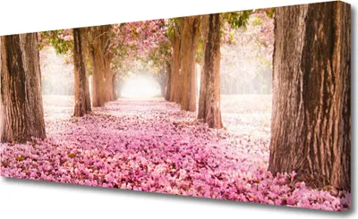Produktbild von Tulup Leinwand-Bilder 125x50 Wandbild Canvas Kunstdruck Fußpfad Baumstämme Natur