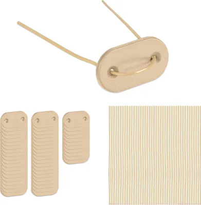 Produktbild von Relaxdays Sichtschutz Befestigung, je 52 Befestigungsdrähte & Plättchen, Befestigungskit für Sichtschutzmatten, beige