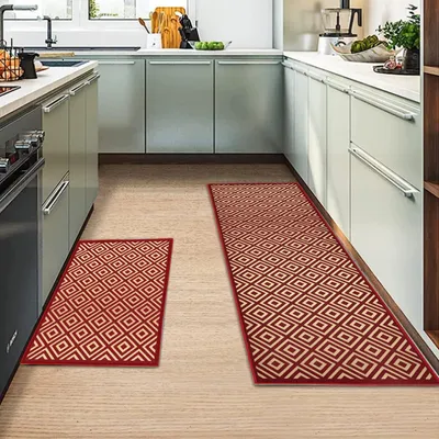 Immagine prodotto di Set di 2 tappetini per la cucina – Antiscivolo e assorbenti, lavabili, ideali per la cucina e l'ufficio