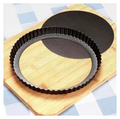 Produktbild von Quicheform 22 cm - Tarteform mit Hebeboden Kohlenstoffstahl - Runde Backform - Antihaftbeschichtete Tarteform - Obstbodenform - Kuchenform - 22 cm