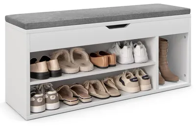 Produktbild von Schuhbank mit Sitzfläche und Stauraum, 104 x 30 x 48 cm, Grau