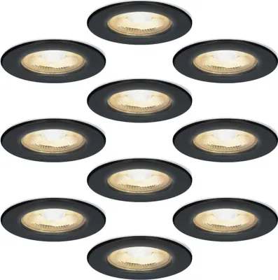 Produktbild von hoftronic LED Einbaustrahler 5W 450 Lumen 2700K IP65 Schwarz Set 10 Stück